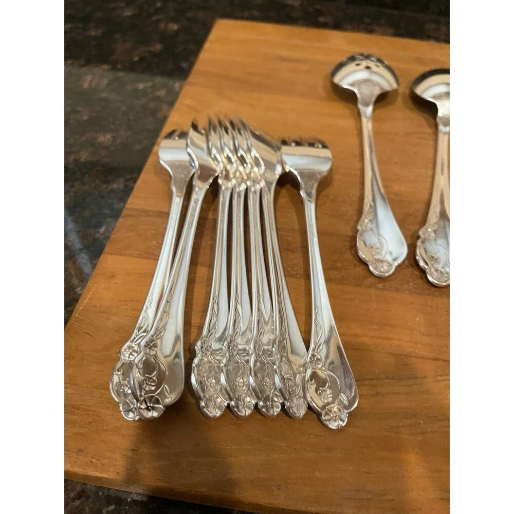 31 pc Community Southern Garden Silverplate Flatware Set
